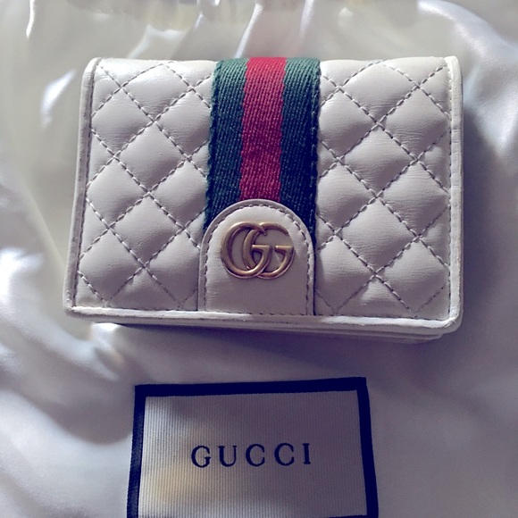 Gucci White GG Quilted Trapuntata Compact wallet - Picture 1 of 13